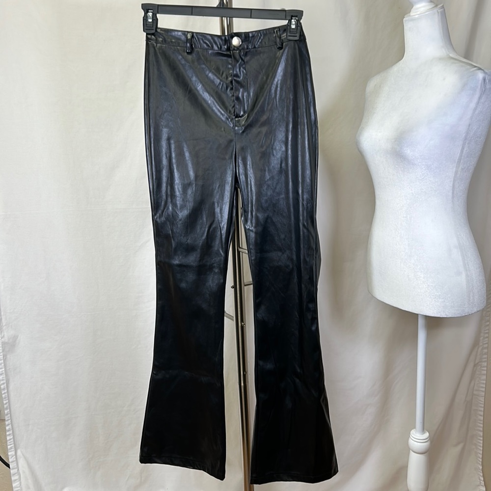Say What Black Flared Faux Leather Pants
